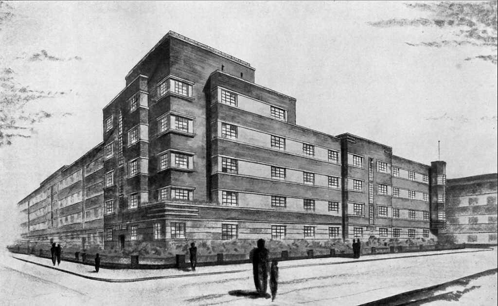 Entwurf der BWB-Häuser Windscheidstr./Harleßstr., 1928