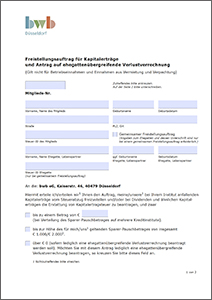 Screenshot der ersten Seite des Formulars